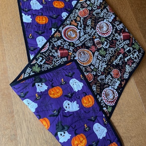 Double sided Fall/Halloween table runner with ghosts/pumpkins