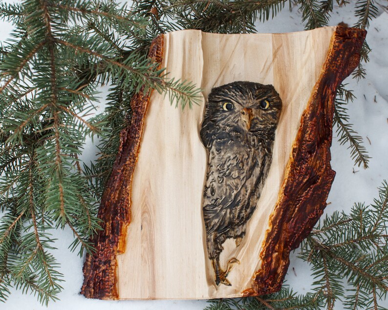 Carved Owl Wall Art Wood Carving Little Owl Carved From Ash | Etsy