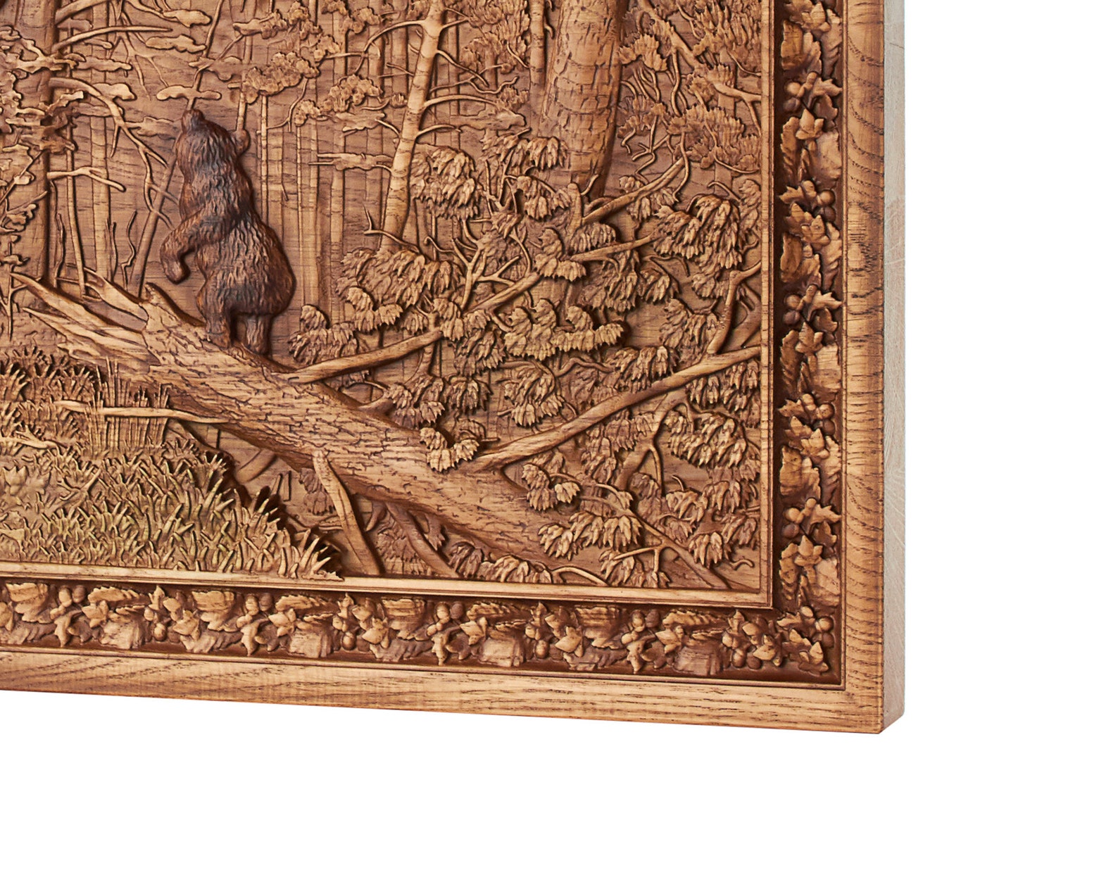 Bears Wood Carving Wall Art Morning in a Pine Forest Shishkin Etsy