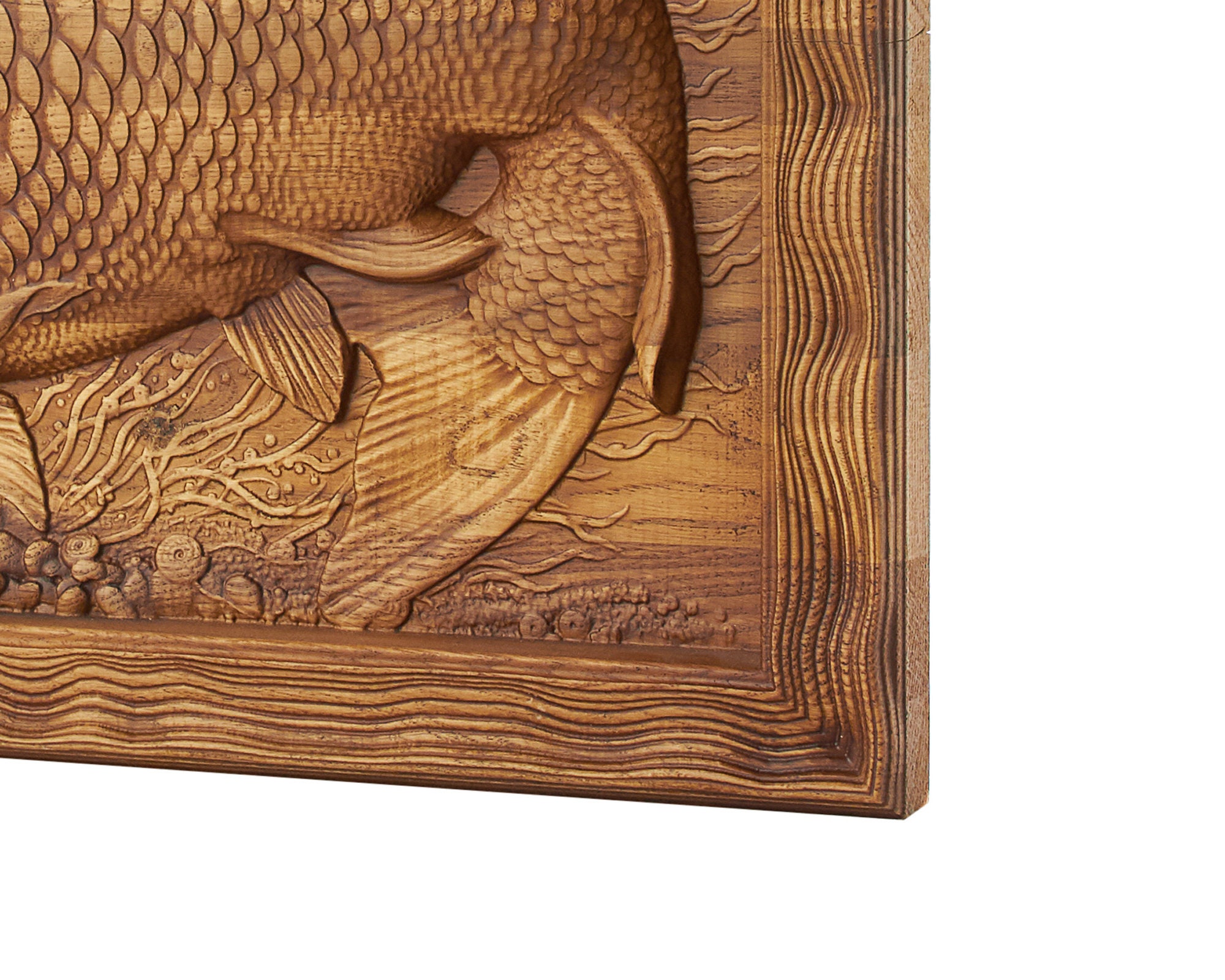 Fish Wood Carving Big Carp Wall Art Carved from Oak 15 by 20 Etsy