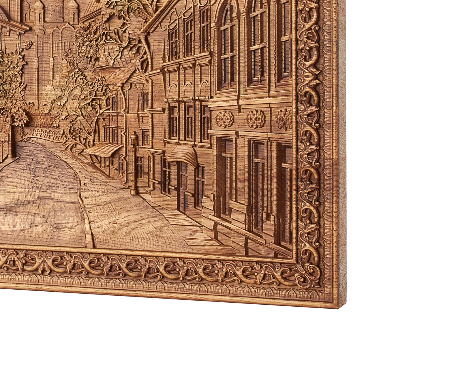 Carved Church Wall Art Wood Carving Picture of City Landscape Etsy