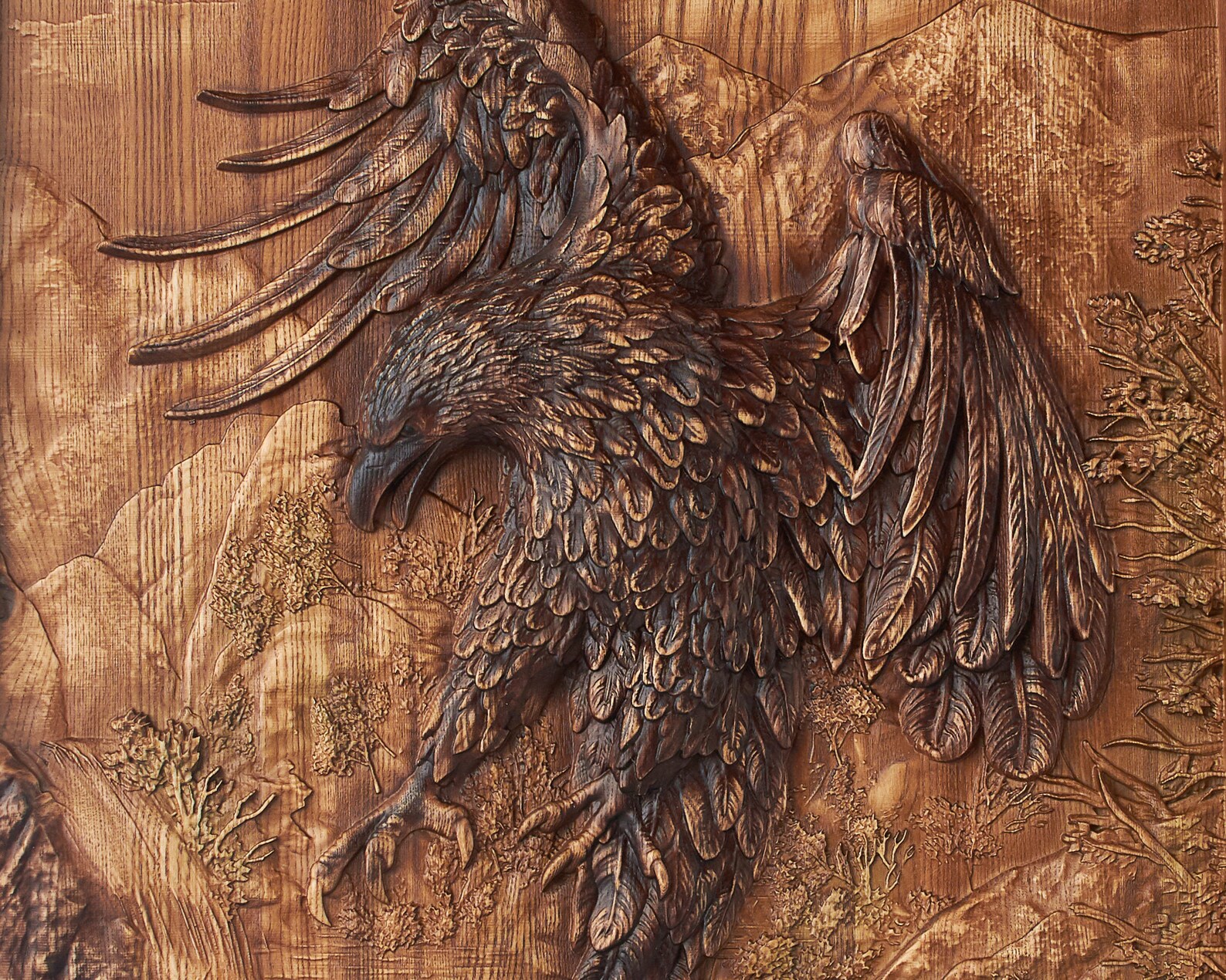Eagle Wood Carving Art Golden Eagle Carved from Ash 23 by 23 Etsy