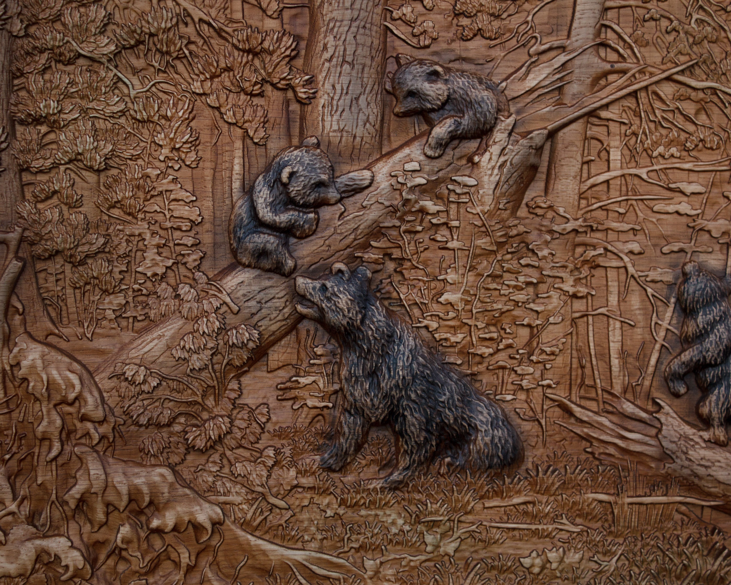 Bears Wood Carving Wall Art Morning in a Pine Forest Shishkin Etsy