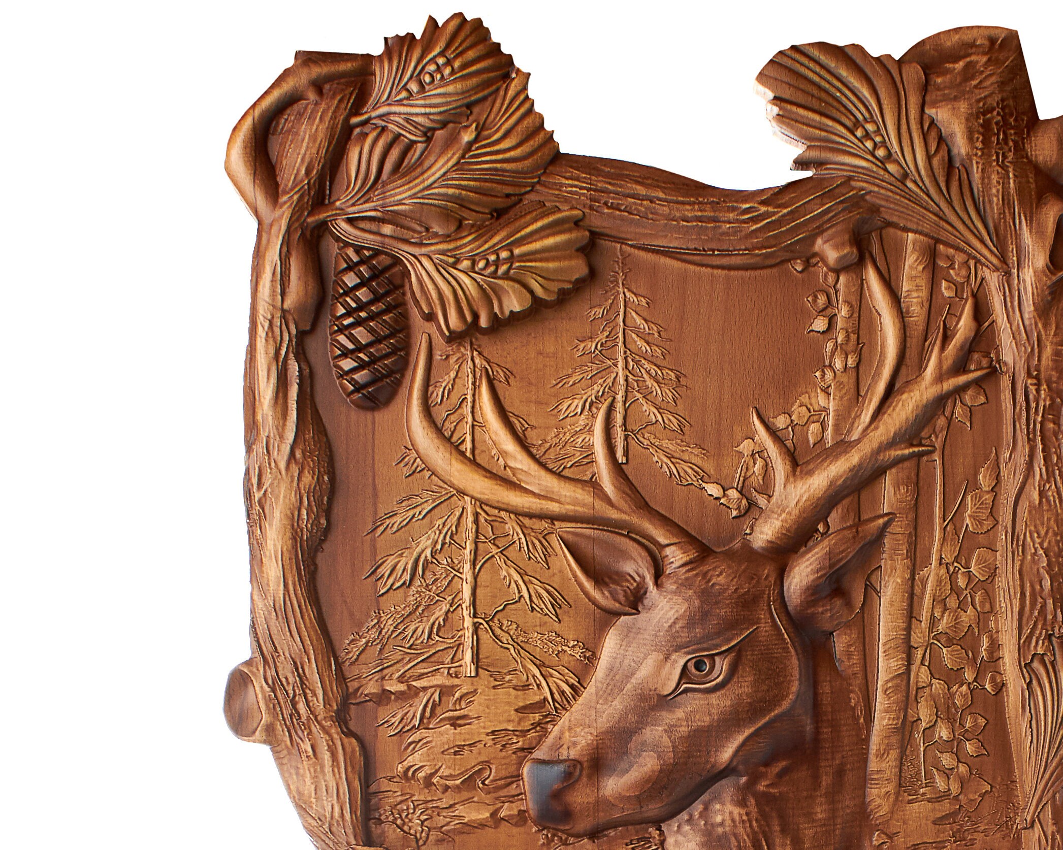 Carved Deer Wall Decor Wood Carving Deer Carved from Elm 23 by Etsy