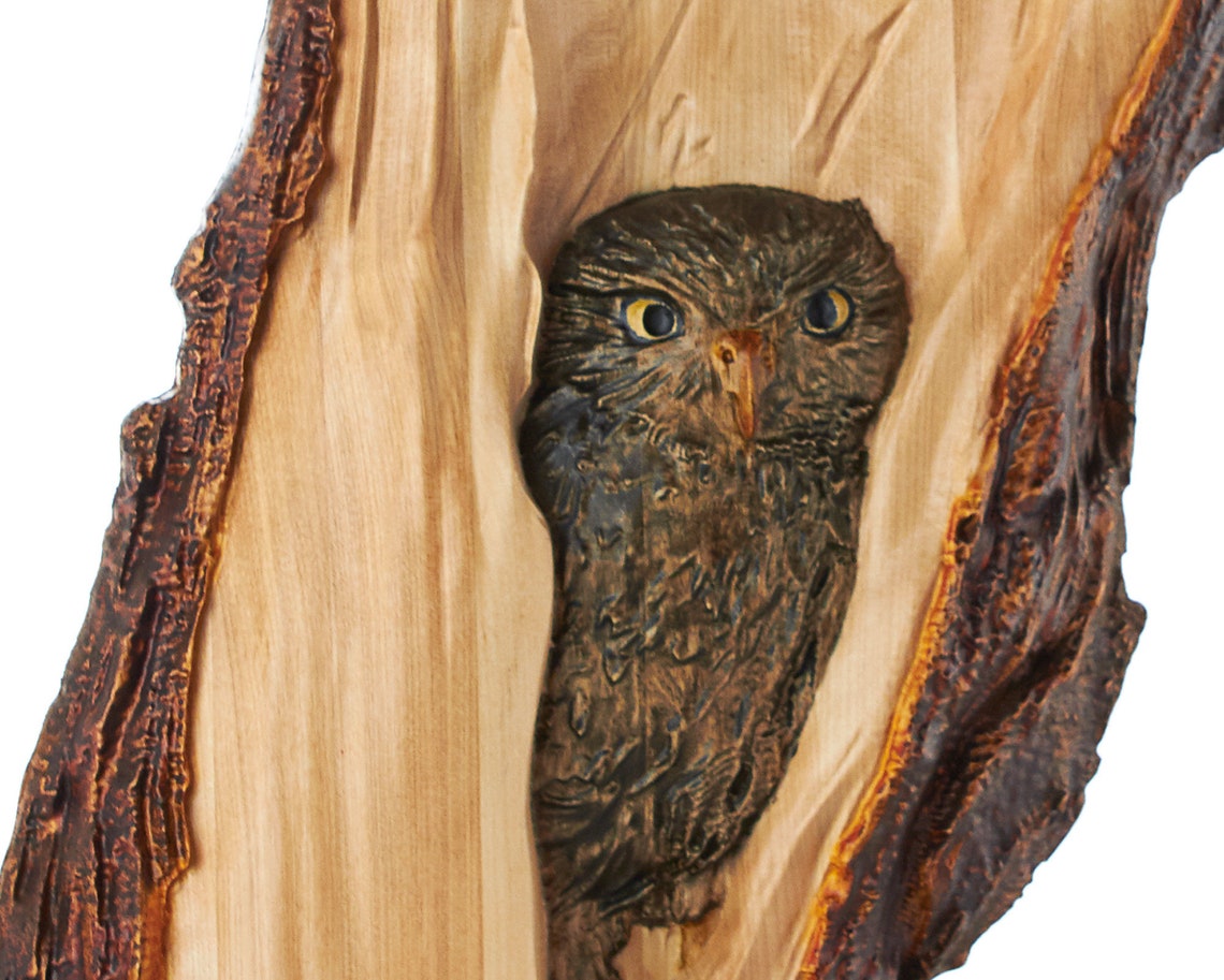 Carved Owl Wall Art Wood Carving Little Owl Carved From Ash Etsy