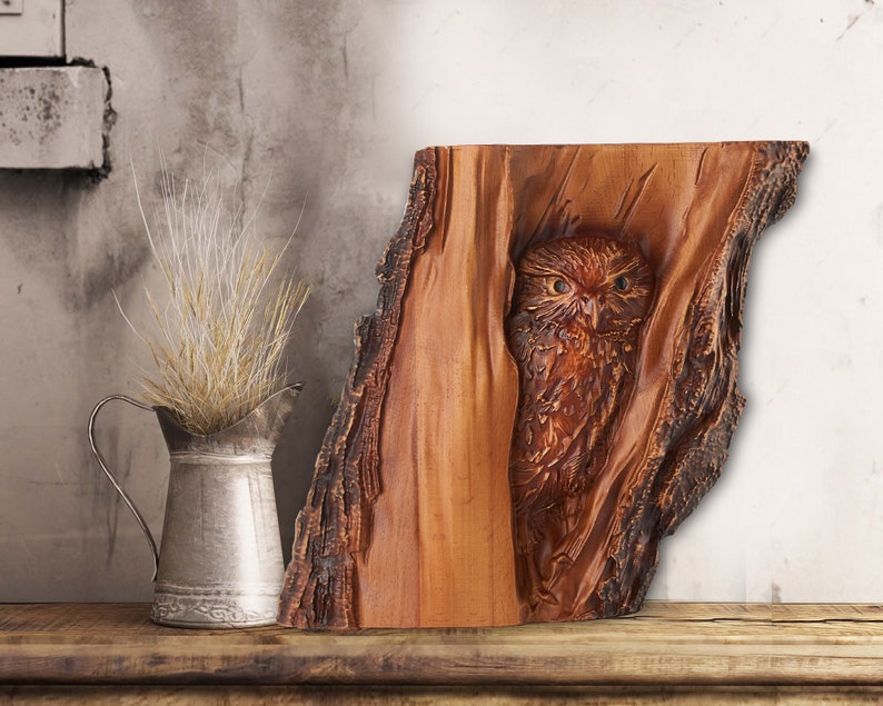 Owl Wood Carving Wall Art Bird Rustic Style Wall Decor 12 by Etsy