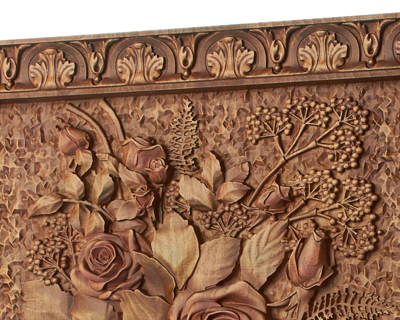 Carved Flowers Wall Art Bouquet of Roses Wood Carving Flowers Etsy