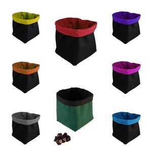 Effen kleuren dobbelsteenzak, opbergzakje met trekkoord voor bordspelcomponenten, D&D-gamingtas op tafel met houder voor dobbelstenen, MTG-tokenzakcadeau