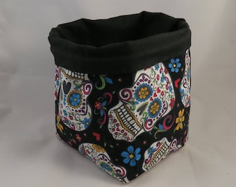 Dungeons and Dragons Dice Bag, Tile Pouch, Bag of Holding, Sugar Skulls, Freestanding Cotton, Reversible Drawstring, Handmade RPG, D&D Gift