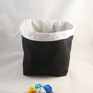 Black and White Dice Bag - Tile Pouch - Meeple Storage - Square Base Storage Bag - Reversible Cotton - Drawstring Handmade - RPG - Gift D&D