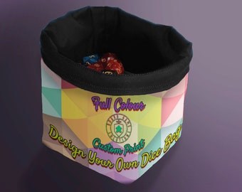 Custom Image Dice Bag, Personalised Board Game D&D TTRPG Gift, Printed Logo Pouch for Gaming Clubs and Shops, Local Game Store Merchandise