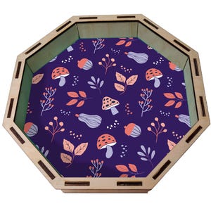 Mushroom Forest Dice Tray: Octagon Tabletop Rolling Tray