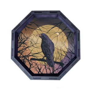 Raven Dice Tray: Wooden Tabletop Rolling Tray for D&D