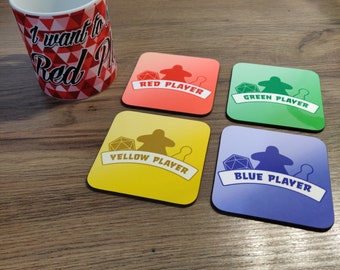 Board Game Coaster, Player Colour Table Coaster, Meeple Mug Placemat for Gaming Tables, Game Room Decor Table Accessories, Gifts for Gamers