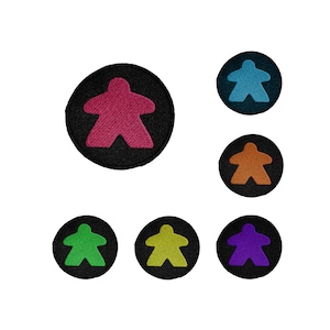 Meeple Board Game Patch, Game D&D Iron On Patch for Tabletop Gaming, Plain Sew on Embroidery Fabric Patch for Clothing and Bags for Gamers
