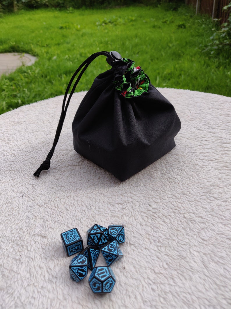 Freestanding Square Dice Bag Comic Book Green Pop Art Tile Pouch Cotton Reversible Handmade Gifts for Gamers Drawstring Bag image 6