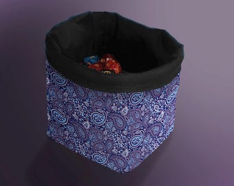 Paisley Dice Bag: Reversible Drawstring Pouch for RPG Gaming
