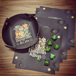 Dungeons and Animals Dice Tray,  Soft Neoprene Dice Tray Foldable Collapsible Tray, Portable Dice Tray, Lightweight Tray D&D Board Game Gift