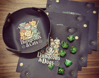 Dungeons and Animals Dice Tray: Foldable Neoprene D&D Board Game Gift