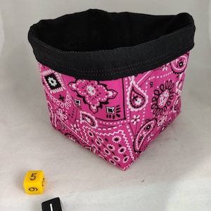 Pink Paisley Dice Bag, Freestanding D&D Bag, Patterned Dice Bag, Board Game Token Bag, Freestanding Bag, Square Base Dice Bag, Gift for DND
