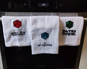 Tea Towel, D&D Inspired Kitchen Towel Quotes, Geeky Drying Cloth for Dishes, Home Decor Gift for Tabletop Role Play Board Game Fans