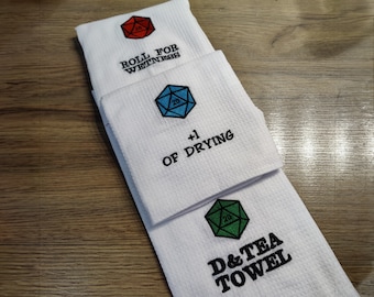 Tea Towel, D&D Inspired Kitchen Towel Quotes, Geeky Drying Cloth for Dishes, Home Decor Gift for Tabletop Role Play Board Game Fans