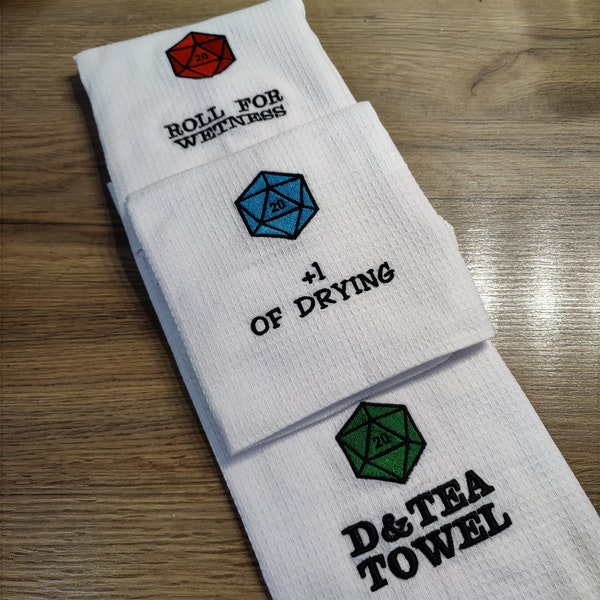 Tea Towel, D&D Inspired Kitchen Towel Quotes, Geeky Drying Cloth for Dishes, Home Decor Gift for Tabletop Role Play Board Game Fans