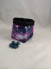 Purple Stars Dice Bag, Tile Pouch, Freestanding Reversible Square Base, Handmade bag for d and d, D&D Die Holder, Gift Bag for Board Games 