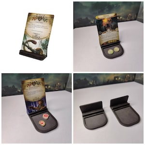 Set of Single Card Holders, Black Tabletop Gaming Card Rail, Arkham Horror Scenario Location Stand, Single Card Shelf, Gift for Board Gamers