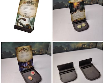 Set of Single Card Holders, Black Tabletop Gaming Card Rail, Arkham Horror Scenario Location Stand, Single Card Shelf, Gift for Board Gamers