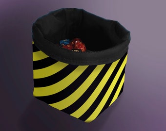 Hazard Warning Dice Bag: Reversible D&D Tabletop Gaming Pouch