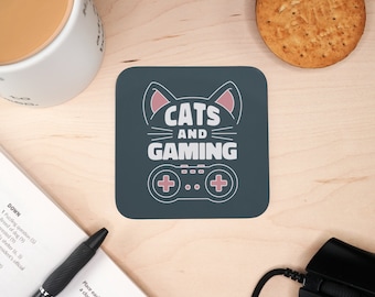 Cats and Gaming Coaster: Gamer Cat Home Decor