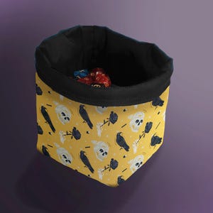 Bolsa de dados de calavera y cuervo: bolsa con cordón para juegos de rol góticos