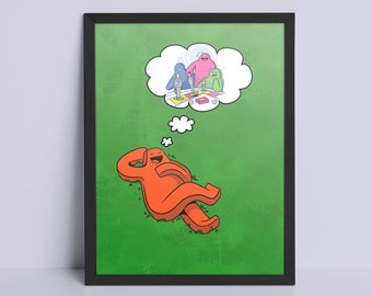 Art Print, Day Dream Meeple Art Print, Game Room Wall Poster, Desk Art Picture, Board Game Art Print, Tabletop Poster, Gift Idea for Gamers