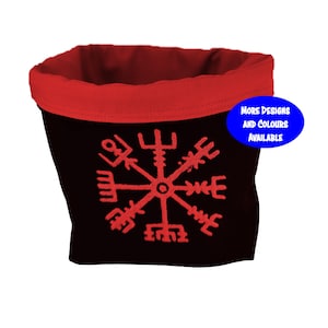 Custom Logo Dice Bag - Viking D&D Dice Bag - Meeple Tile Pouch - Freestanding Cotton Bag of Holding - Drawstring - Handmade Tabletop Bag