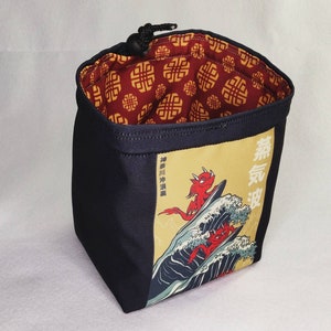 Lucky Dragon Dice Bag, Tile Pouch, Bag of Holding, Treasure Nest, Board Game bag, Freestanding Drawstring Storage bag for D&D Dice Games