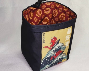 Lucky Dragon Dice Bag, Tile Pouch, Bag of Holding, Treasure Nest, Board Game bag, Freestanding Drawstring Storage bag for D&D Dice Games