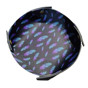 Blue Pink Feathers Dice Tray, Soft Neoprene Dice Tray, Fold-able Collapsible Tray, Portable Dice Tray, Lightweight Tray for Tabletop Gaming
