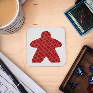 Meeple Coasters,  Set of 4 Board Game Meeple Player Colours, Tabletop Accessory for Gamers, Board Game Accessories, Birthday Gift for Games