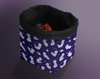 Axolotls in Space Dice Bag, Tabletop Gaming Cute D&D Dice bag for Role Play Games, Bag for Token Storage, Board Game Gift Treasure Nest