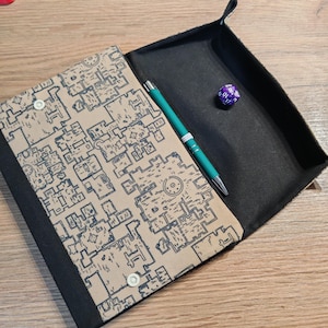 Dungeon Map Gaming Notebook with Built-in Dice Tray, DM GM RPG DnD Stationery Gift