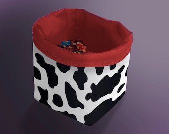 Cow Print Dice Bag, Cow Patterned Storage Bag, Animal Print Bag of Holding, Patterned D&D Treasure Nest Bag, Storage Bag for Game Pieces