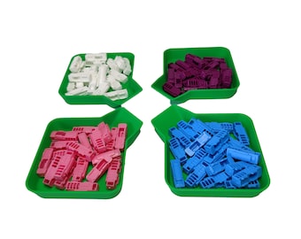 Set of 12 Stackable Board Game Token Trays: Universal Counter Dishes