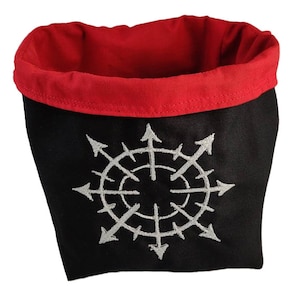 Spitze Stern Würfel Tasche, Tabletop Gaming bestickter Ziehbeutel, inspiriert von Wargaming Chaos Stern Symbol, Brettspiel Aufbewahrungstasche für Würfelgeschenke