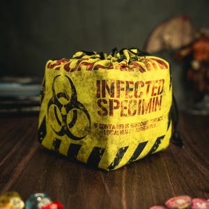 Biohazard Dice Bag, Tile Pouch, Zombicide Bag of Holding, Treasure Nest, Board Game bag, Freestanding Drawstring Storage bag for D&D Dice