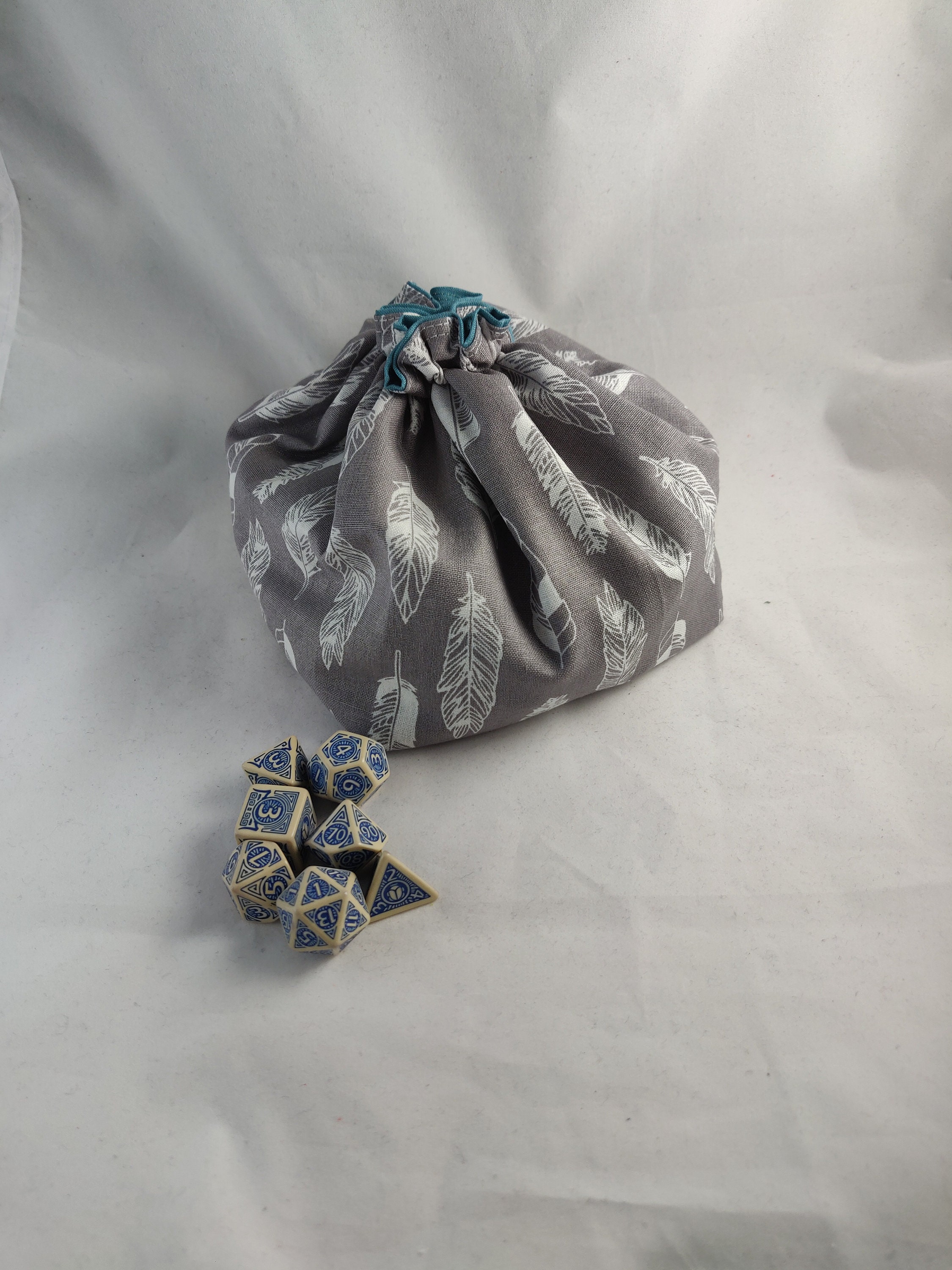 Patterned D&D Dice Bag Grey Feather Dice Bag Reversible - Etsy