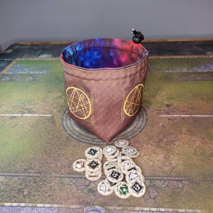 Eldritch Sign Token Bag, Drawing Tile Pouch, Bag of Holding, Treasure Nest, Board Game bag, Freestanding Cotton, Drawstring, Storage bag