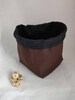 Square Dice Bag - Tile Pouch - D&D Storage - Black and Brown - Drawstring - Reversible - Freestanding - Handmade in the UK -  TableTop Games 