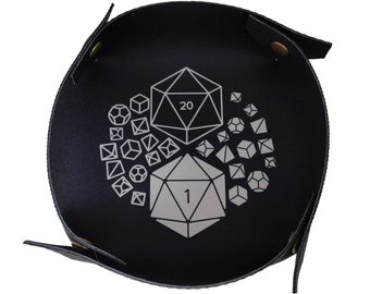 D&D Dice Tray, Dice Patterned Rolling Tray for Tabletop Board Games, Token Bowl for Board Game Components, Valet Dish Catchall
