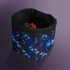 Constellation Dice Bag - Tile Pouch - Night Sky Bag - Freestanding - Reversible - Cord Drawstring - Handmade - RPG - D&D Die Holder DND Gift